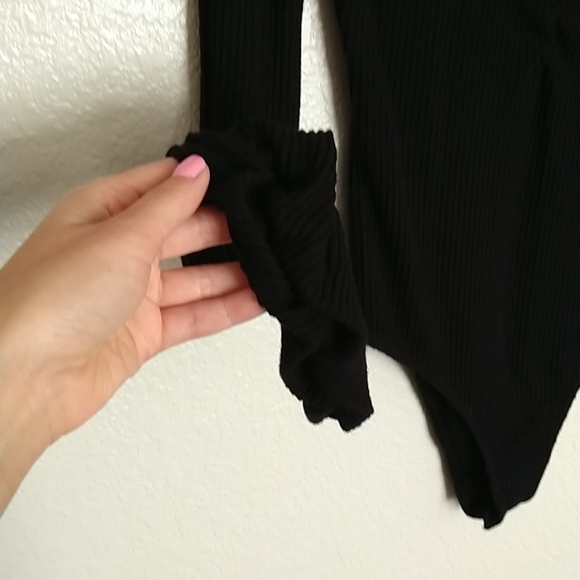 Free people cozy up with me long sleeve ribbed bodysuit sz M - Picture 5 of 8